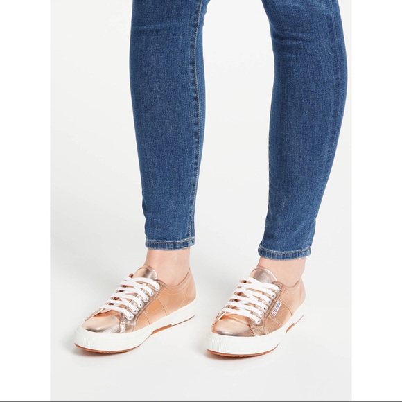 superga rose gold trainers